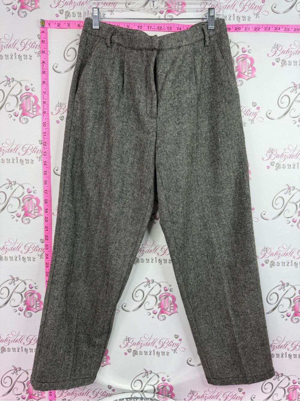Minimum pants wool Women's Gray Tweed Straight-Leg Trousers